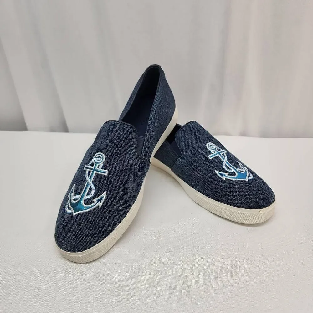 Katy Perry Canvas Slip-On Shoes Size 11 - The Kerry Women's Sneakers Anchor Blue
